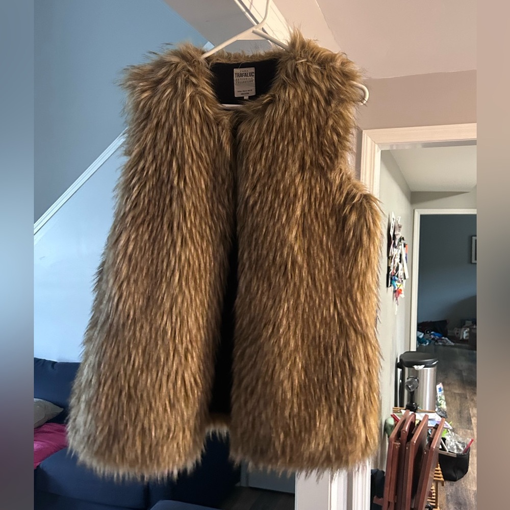 Zara Faux Fur Vest - Tan